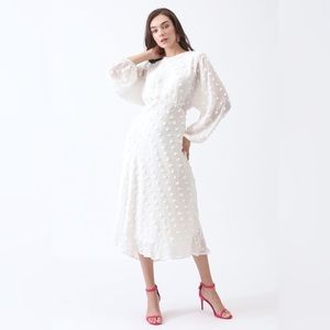 COTTON CANDY SHEER MIDI DRESS IN WHITE